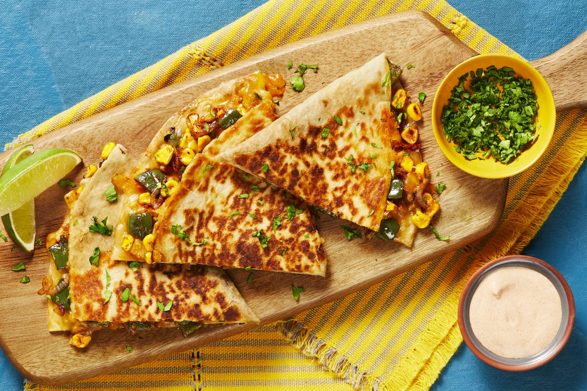 Charred Corn & Poblano Quesadillas