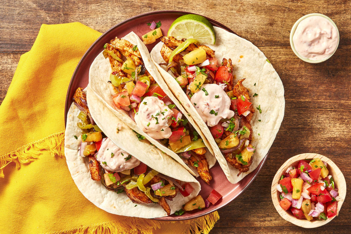 Charred Pineapple Chicken Tacos