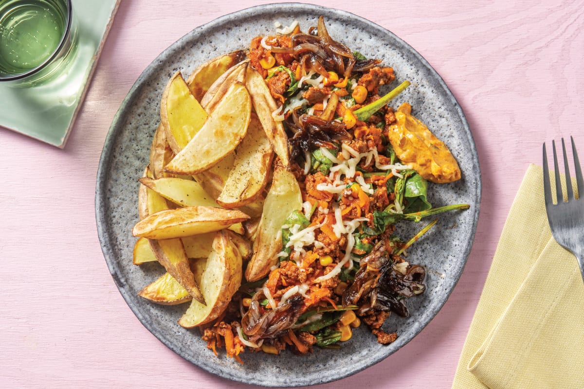 Cheeseburger-Style Beef Loaded Wedges with Caramelised Onion & Burger Sauce