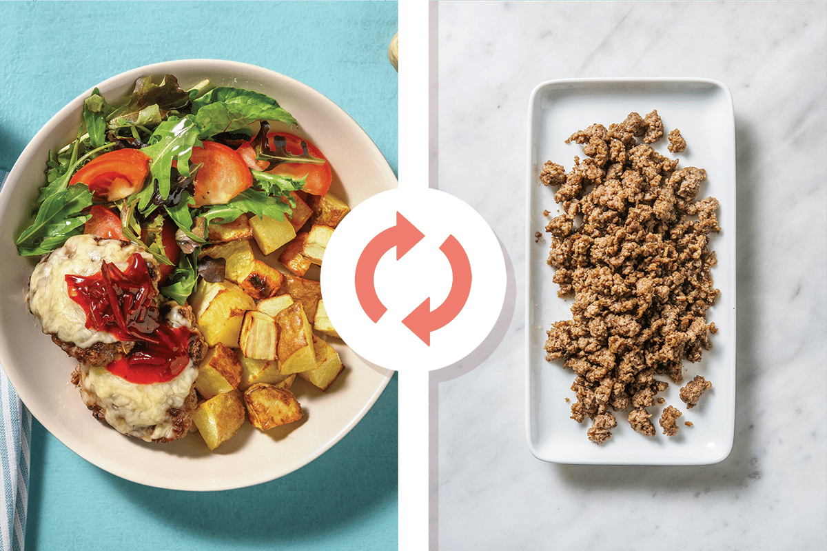 Cheesy Beef Bunless Burger Bowl Recipe HelloFresh