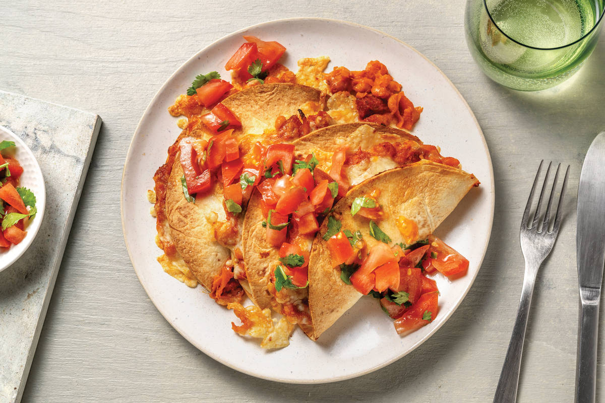 Easy Cheesy Chorizo & Bean Quesadillas Recipe HelloFresh