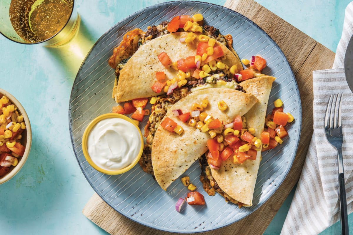 Mushroom & Red Kidney Bean Quesadillas