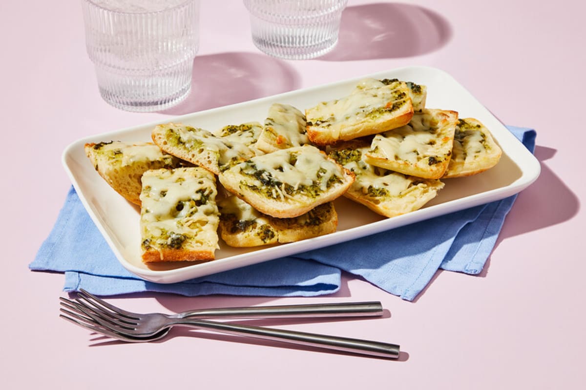 Cheesy Pesto Garlic Bread