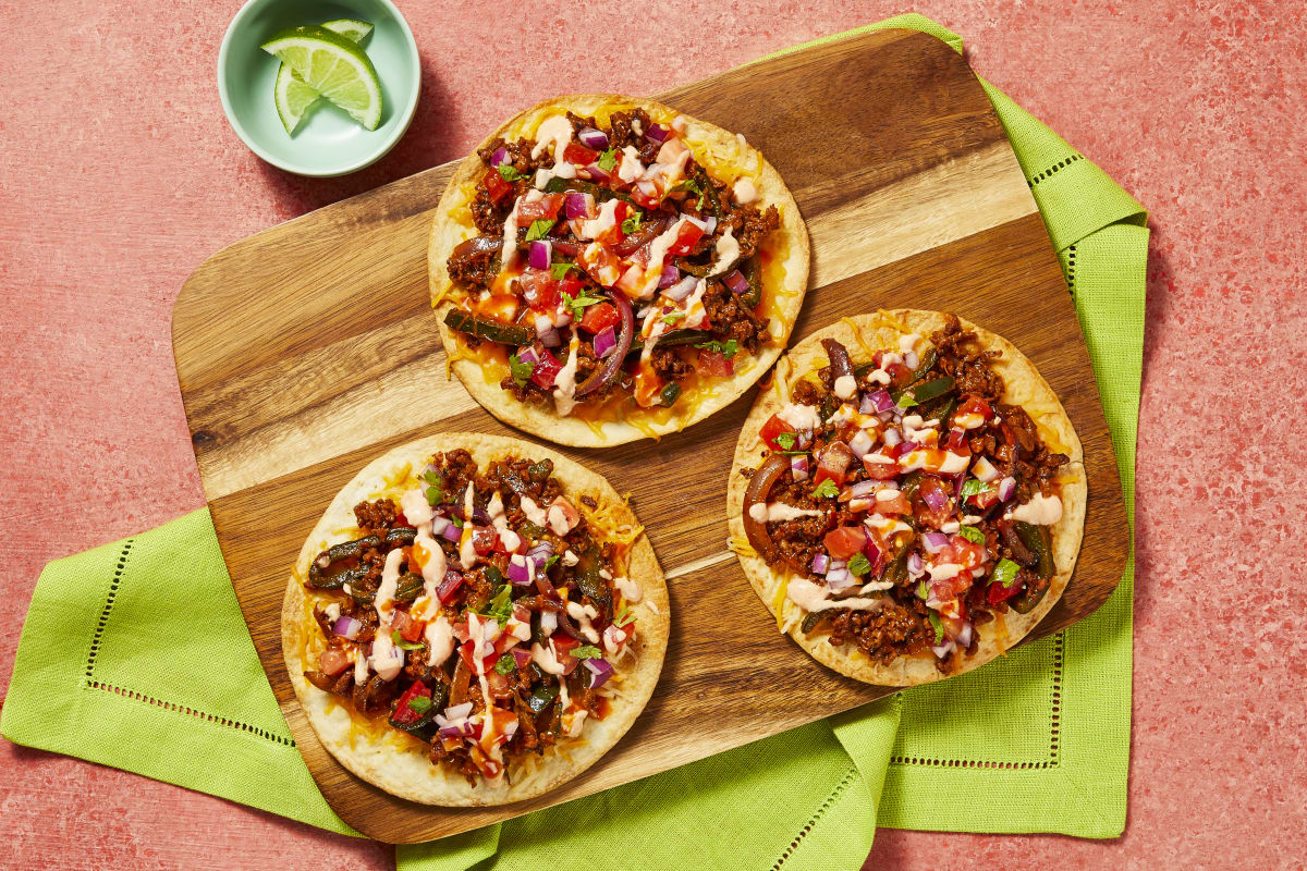 Cheesy Plant-Based Protein Tostadas