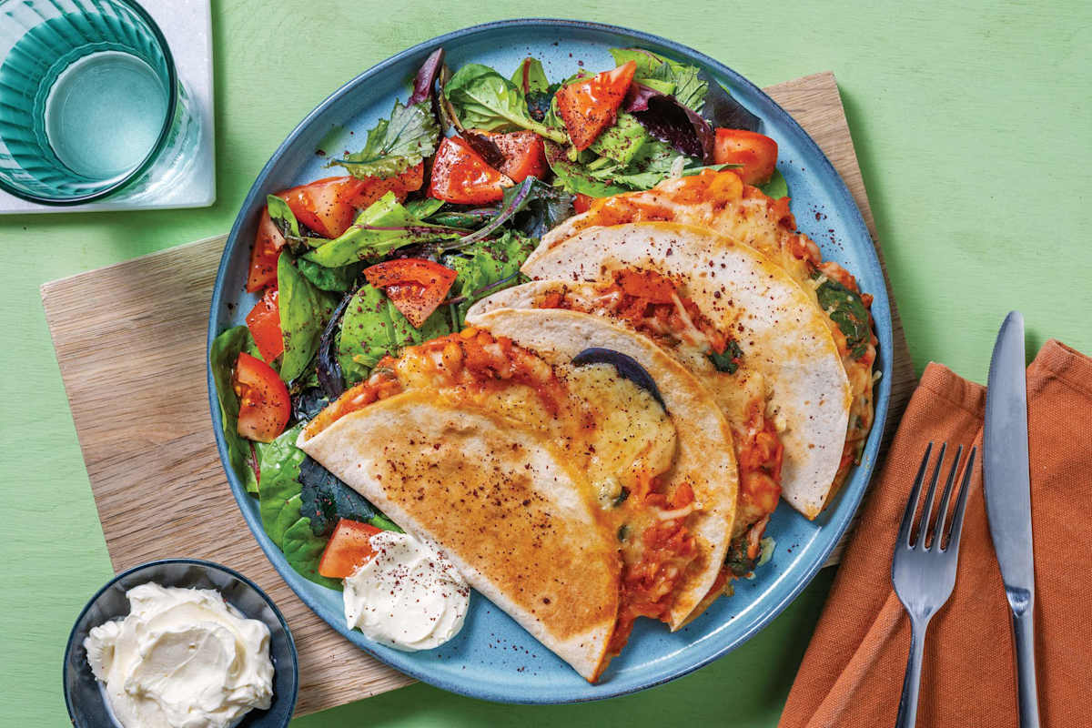 Chermoula & Sumac Cannellini Bean Quesadillas
