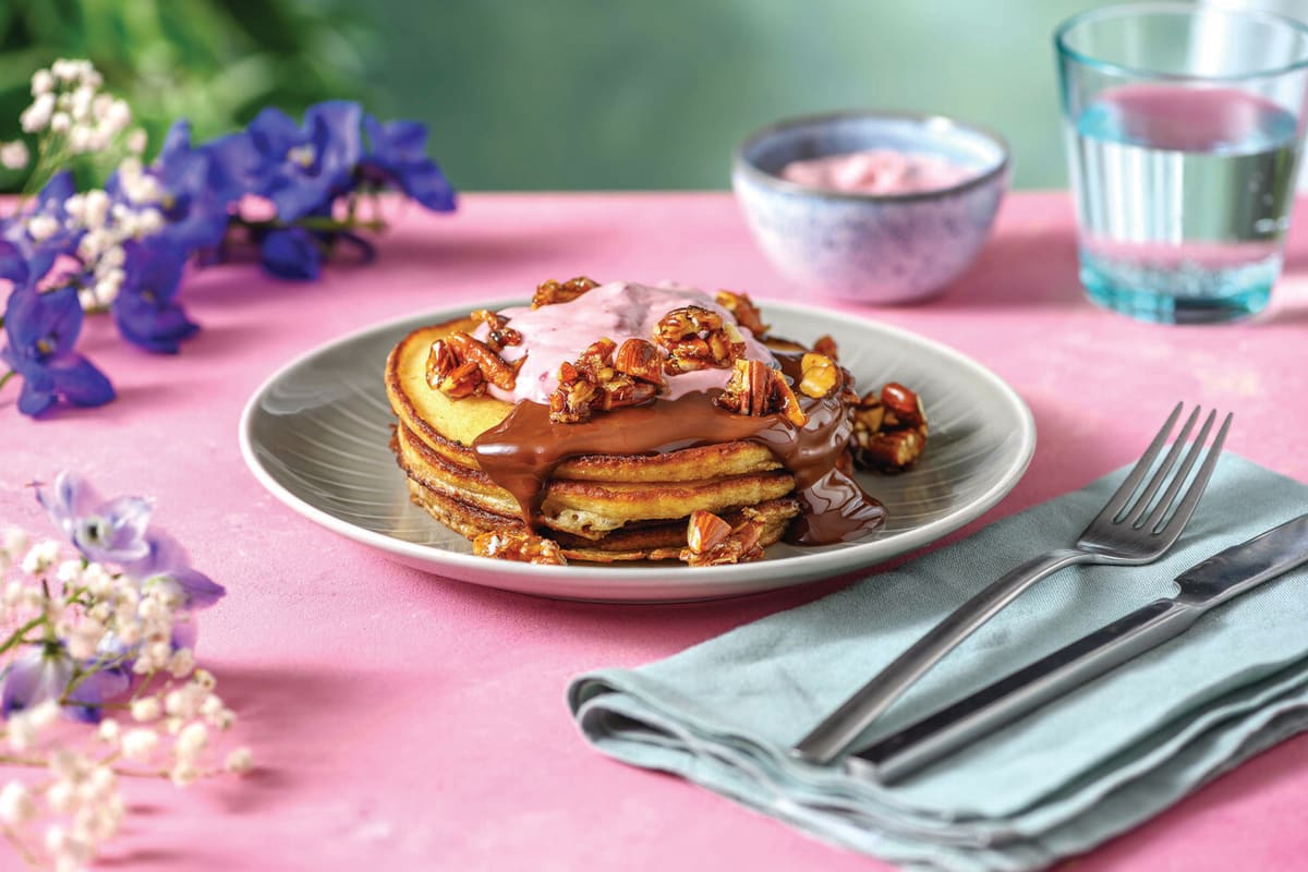 Cherry Cream Pancake Stack