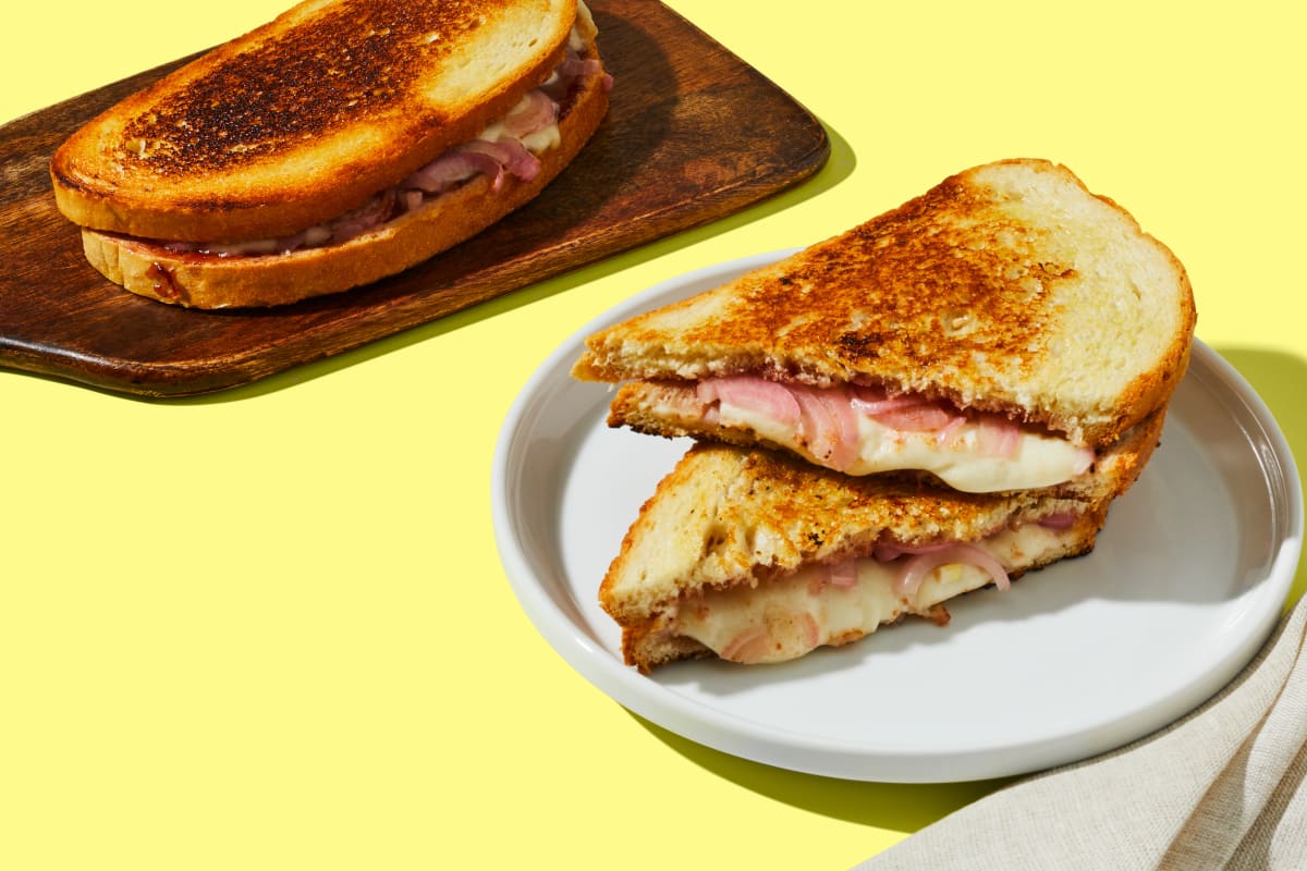 Cherry & Mozz Grilled Cheese with Pickled Shallot
