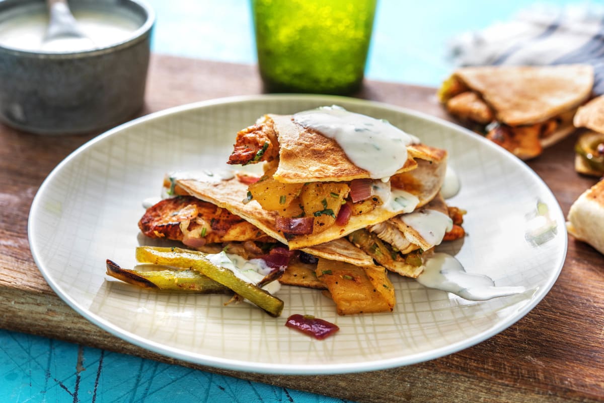 Mini quesadillas au poulet et à l’ananas