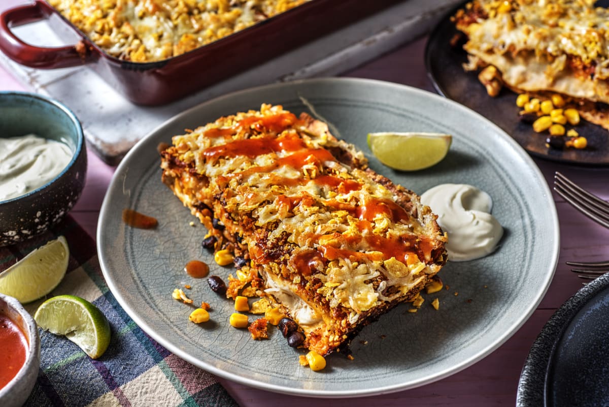 Enchiladas au poulet, au maïs et aux haricots noirs