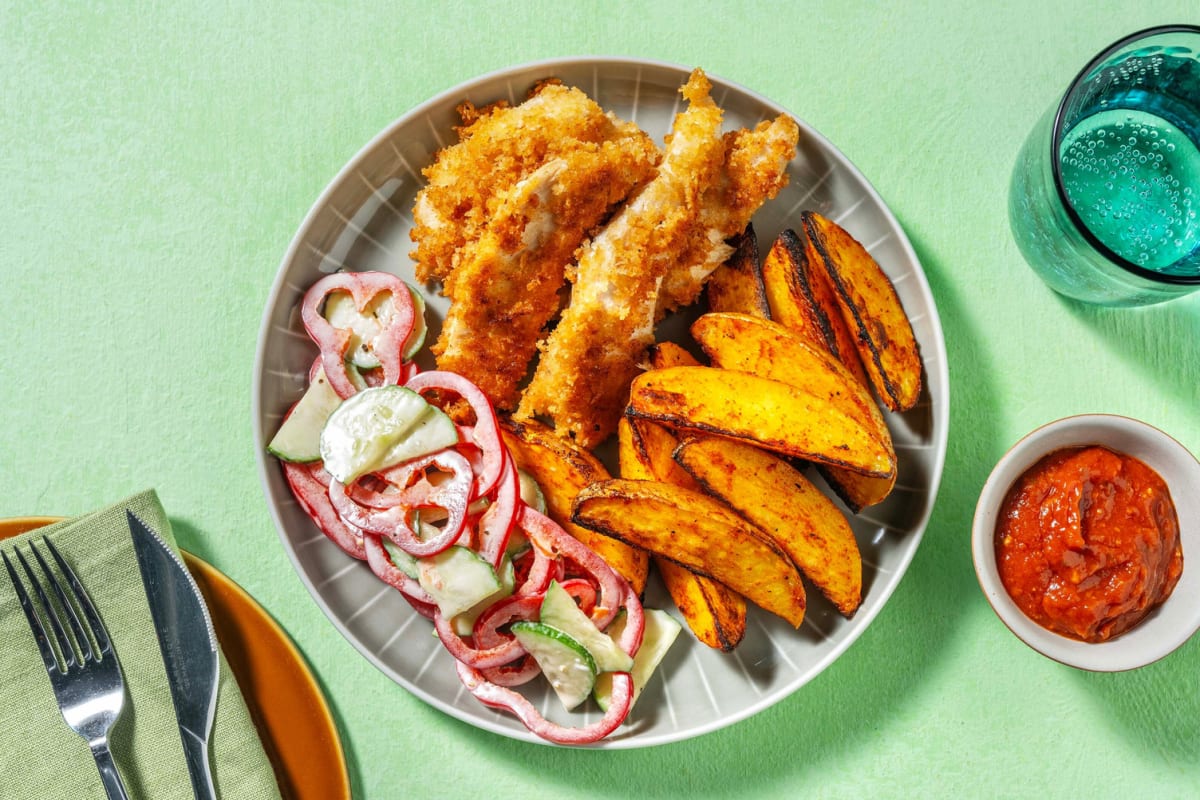 Chicken Fingers mit Tomatendip