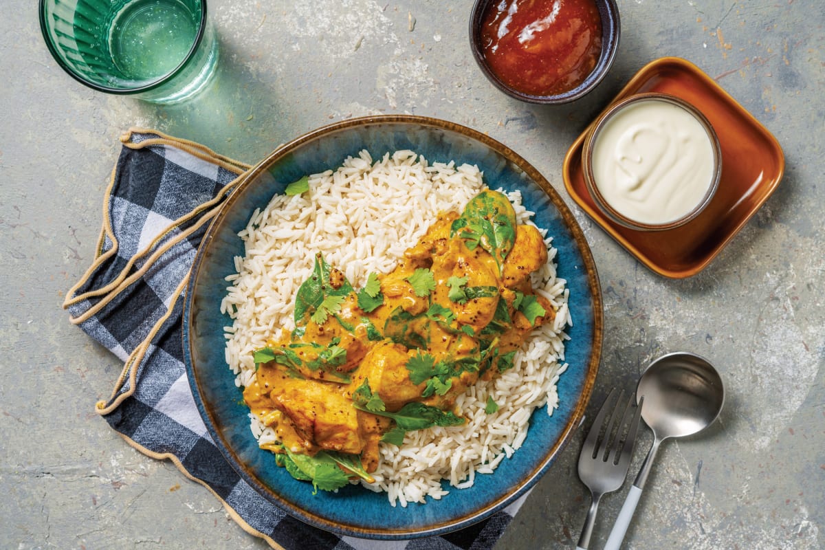 Easy Chicken Korma Curry & Garlic Rice