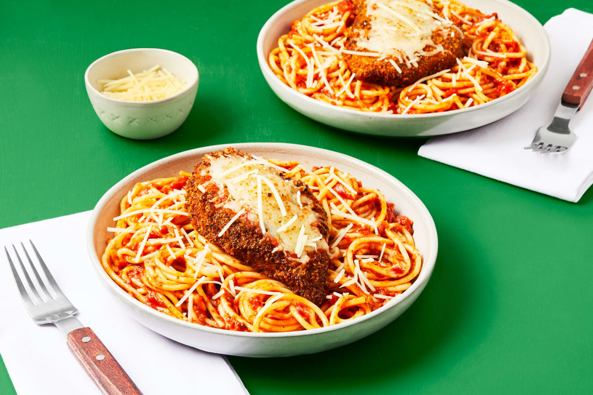 Chicken Parm Over Spaghetti