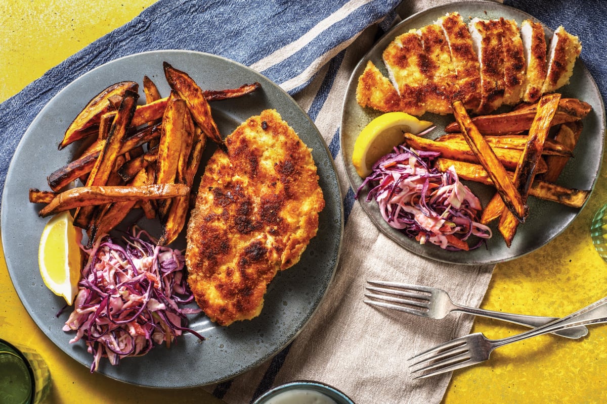 Southern Chicken Schnitzel & Sweet Potato