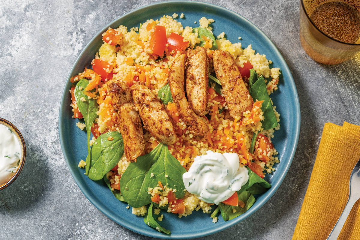 Quick Chicken Strips & DillParsley Yoghurt Recipe HelloFresh