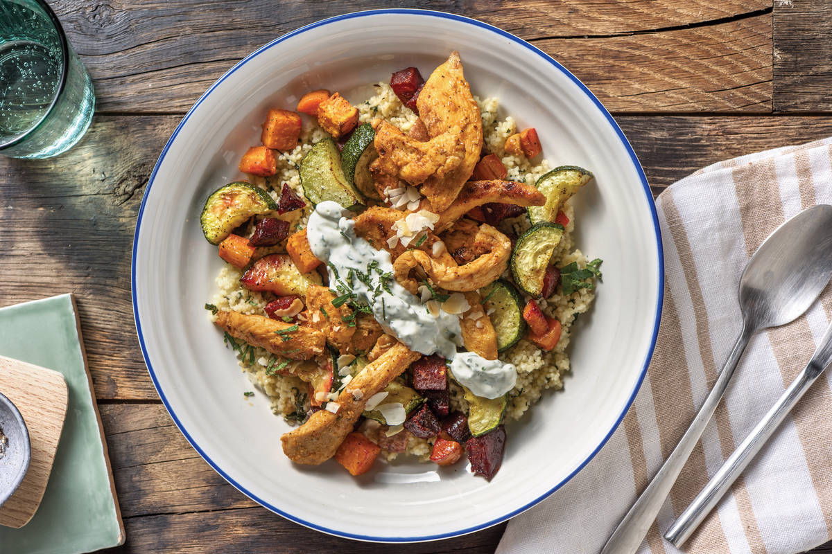 Chicken Strips & Roast Veggie Couscous Recipe HelloFresh