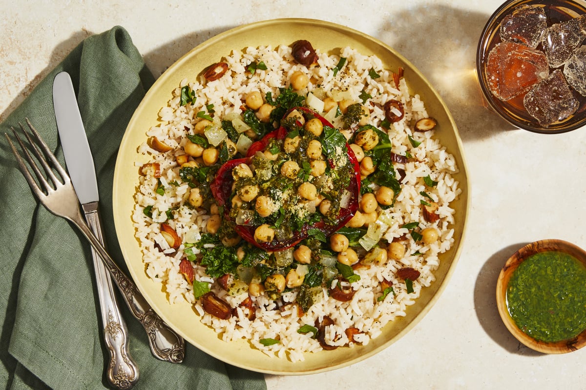 Chickpea & Kale Stuffed Peppers with Schug