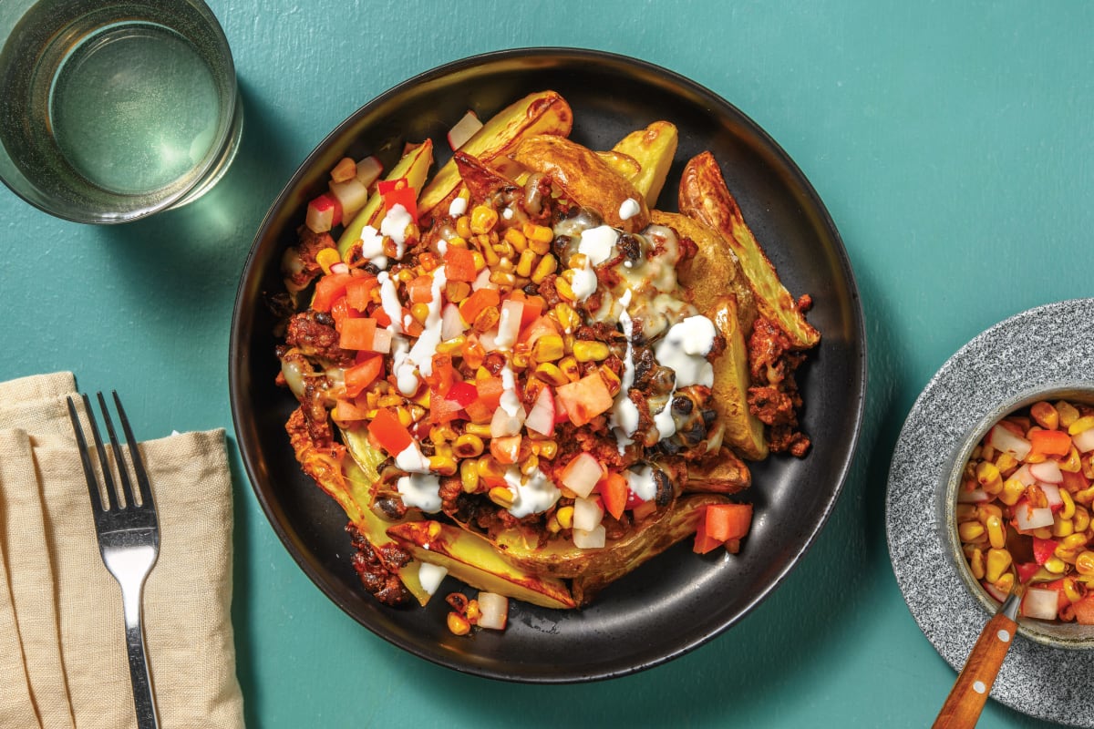 Chipotle Beef & Black Bean Loaded Wedges