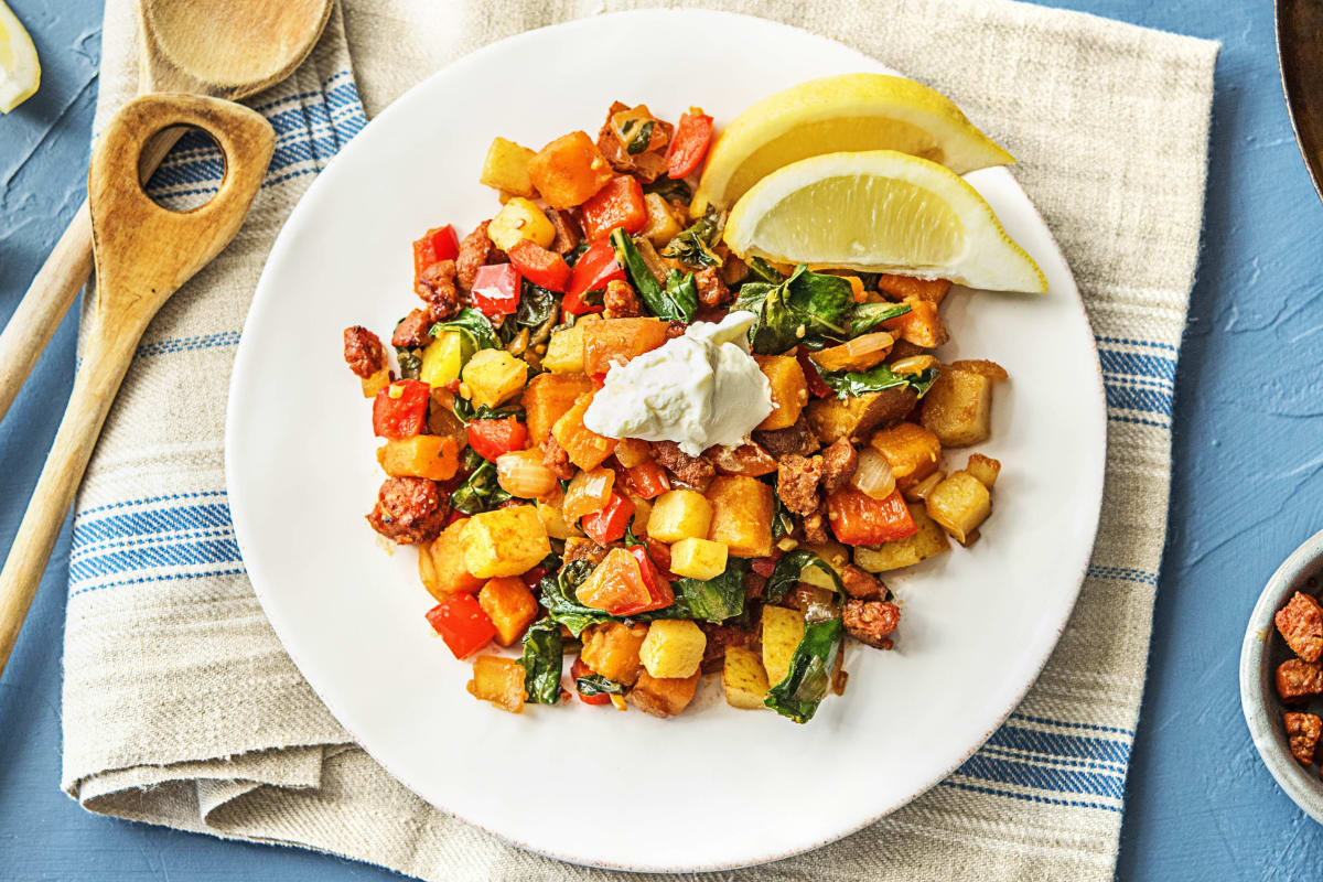 Chorizo-Spiced Kale and Pepper Hash