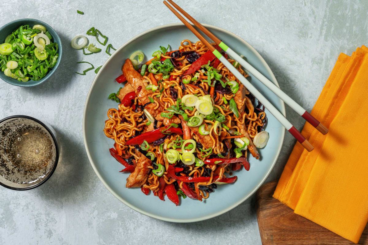 Double Pork and Veggie Chow Mein-Style Noodles