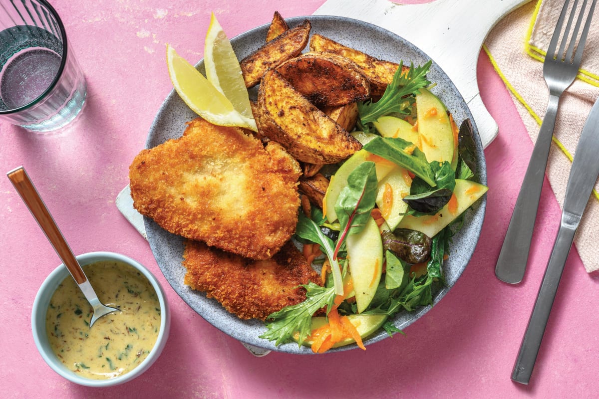 Classic Pork Schnitzel & Creamy Lemon-Herb Sauce Recipe | HelloFresh