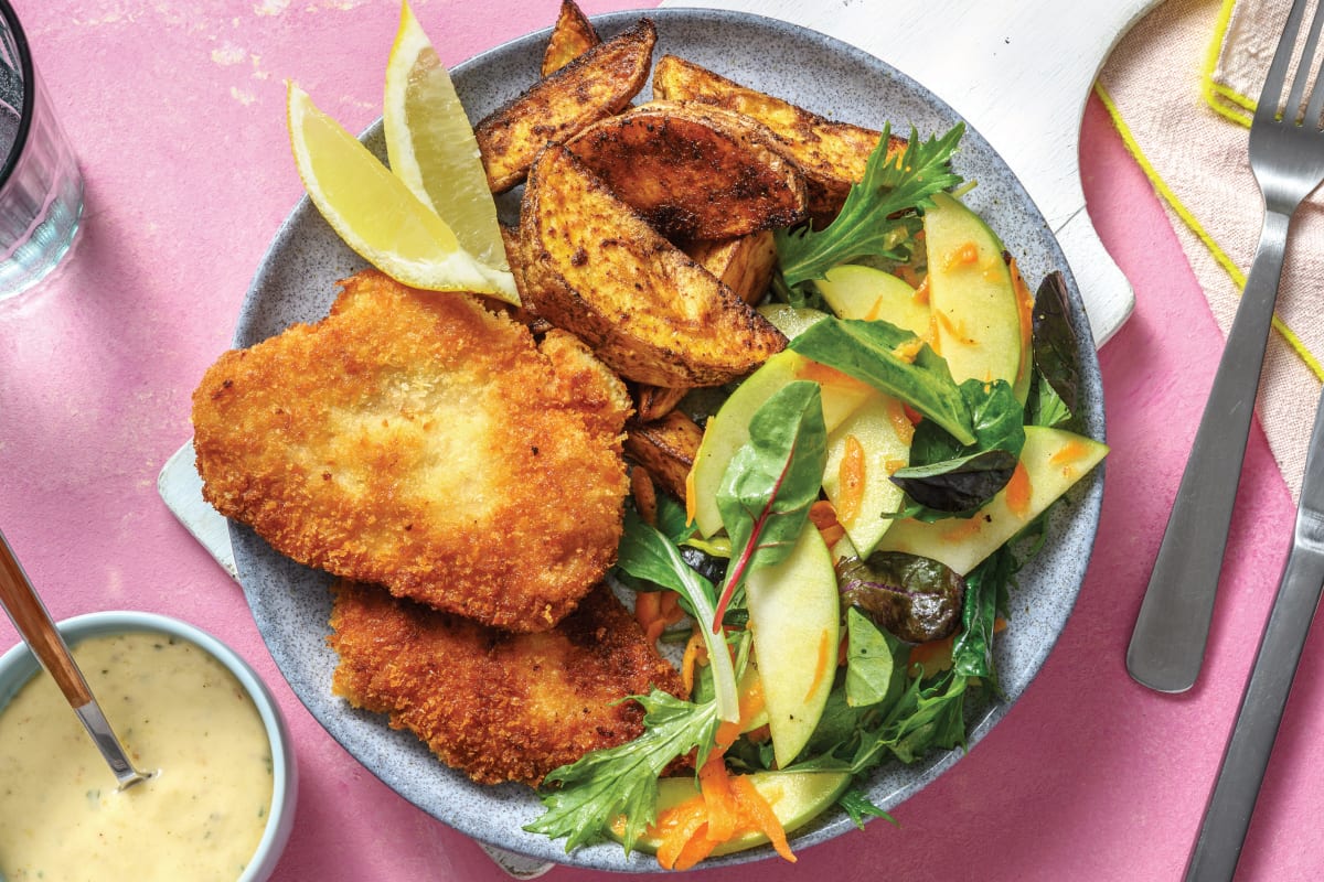 Pork Schnitzel & Creamy Lemon-Garlic Sauce