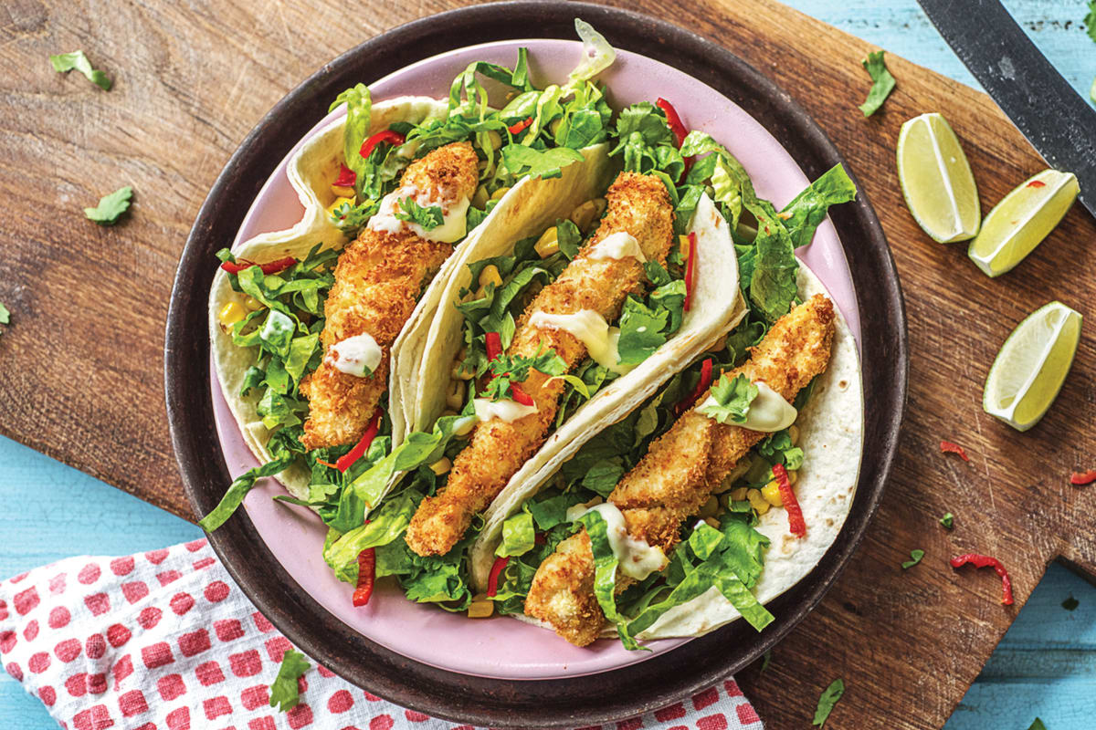 Coconut-Crusted Chicken Strip Tacos