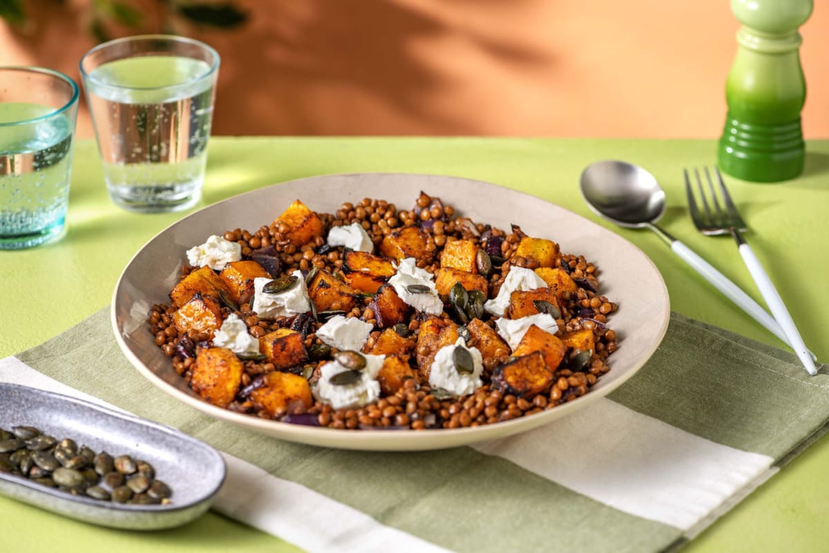 Comforting Roasted Sweet Potato and Lentil Salad