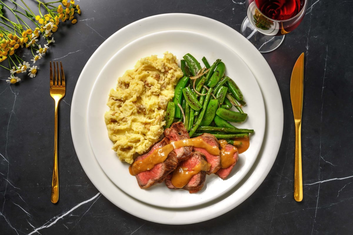 Truffle Striploin Steak and Pan Gravy