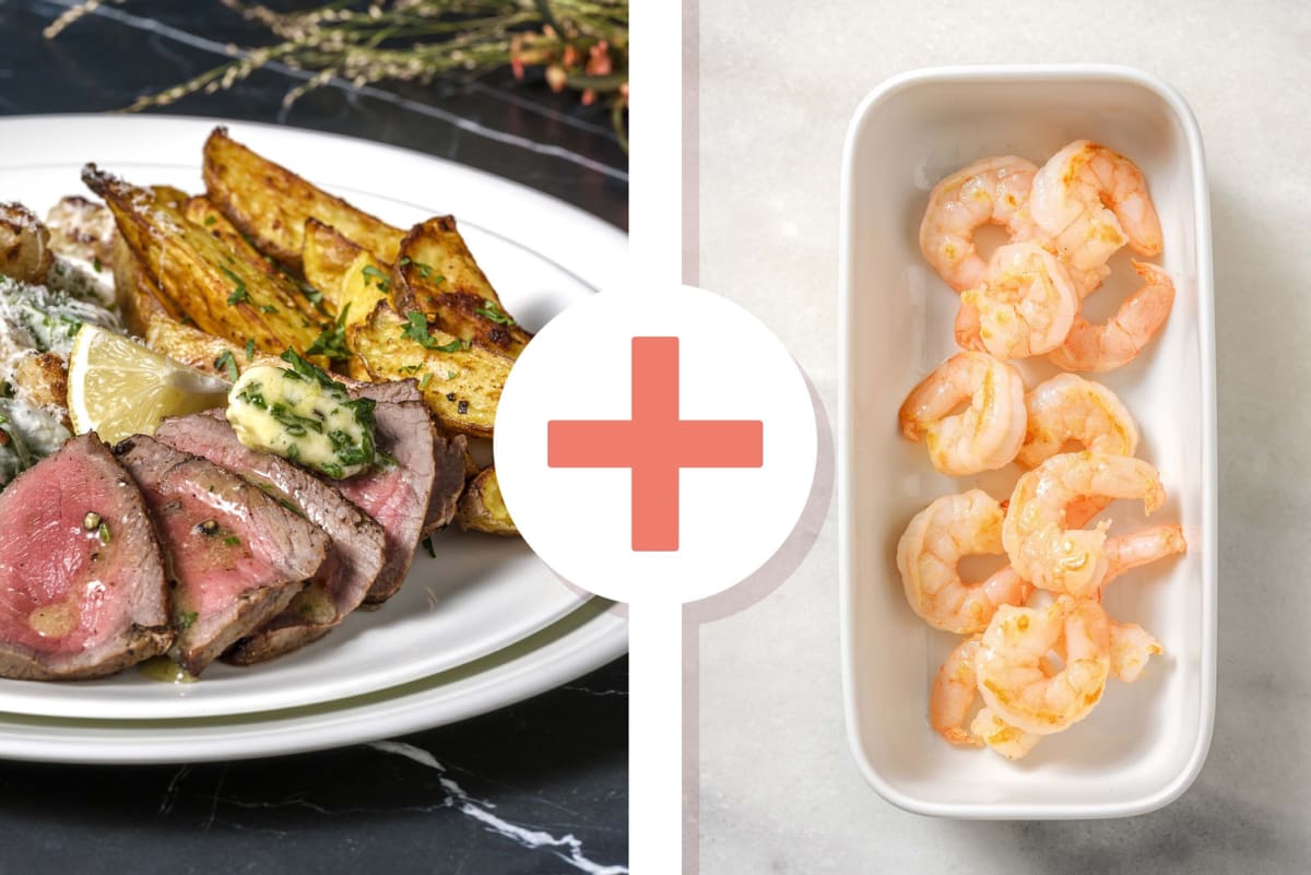 Spiced Striploin Steak and Shrimp