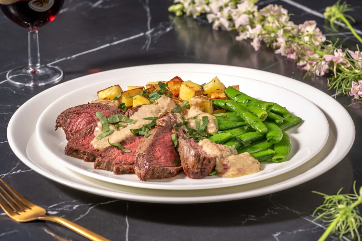 Striploin Steak in Creamy Shallot Sauce