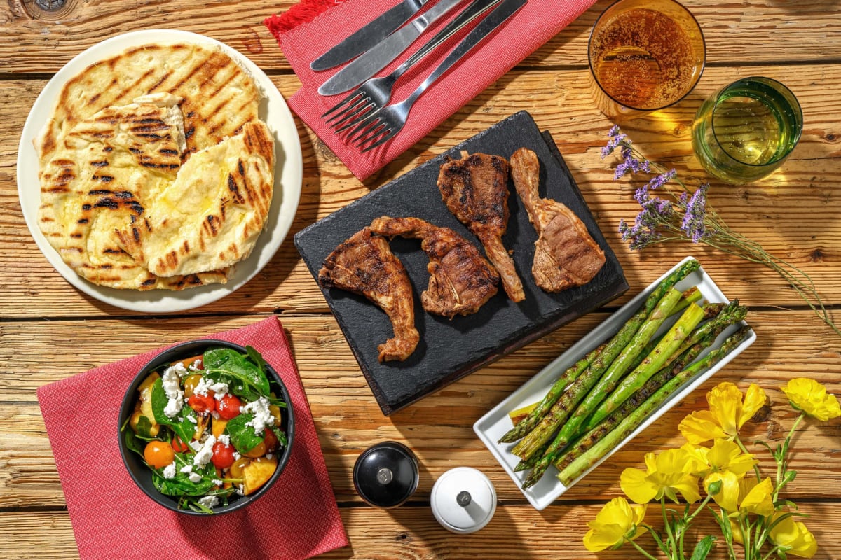 Grilled Montreal-Spiced Lamb Chops and Asparagus