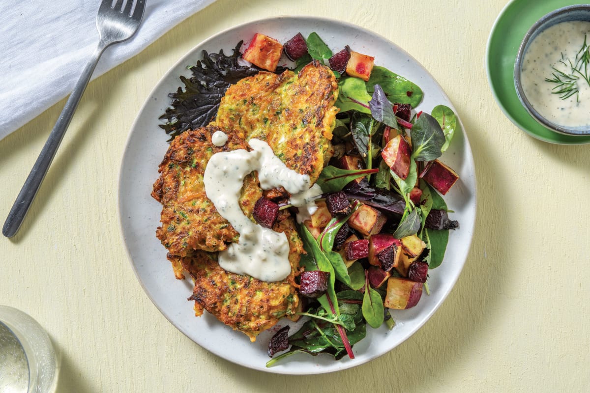 Cheddar, Courgette & Carrot Fritters