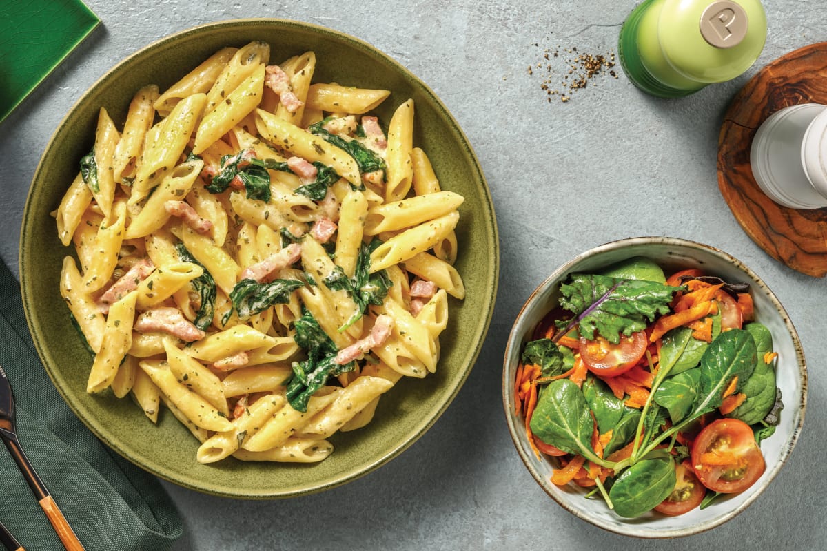 Easy Creamy Bacon & Herb Penne