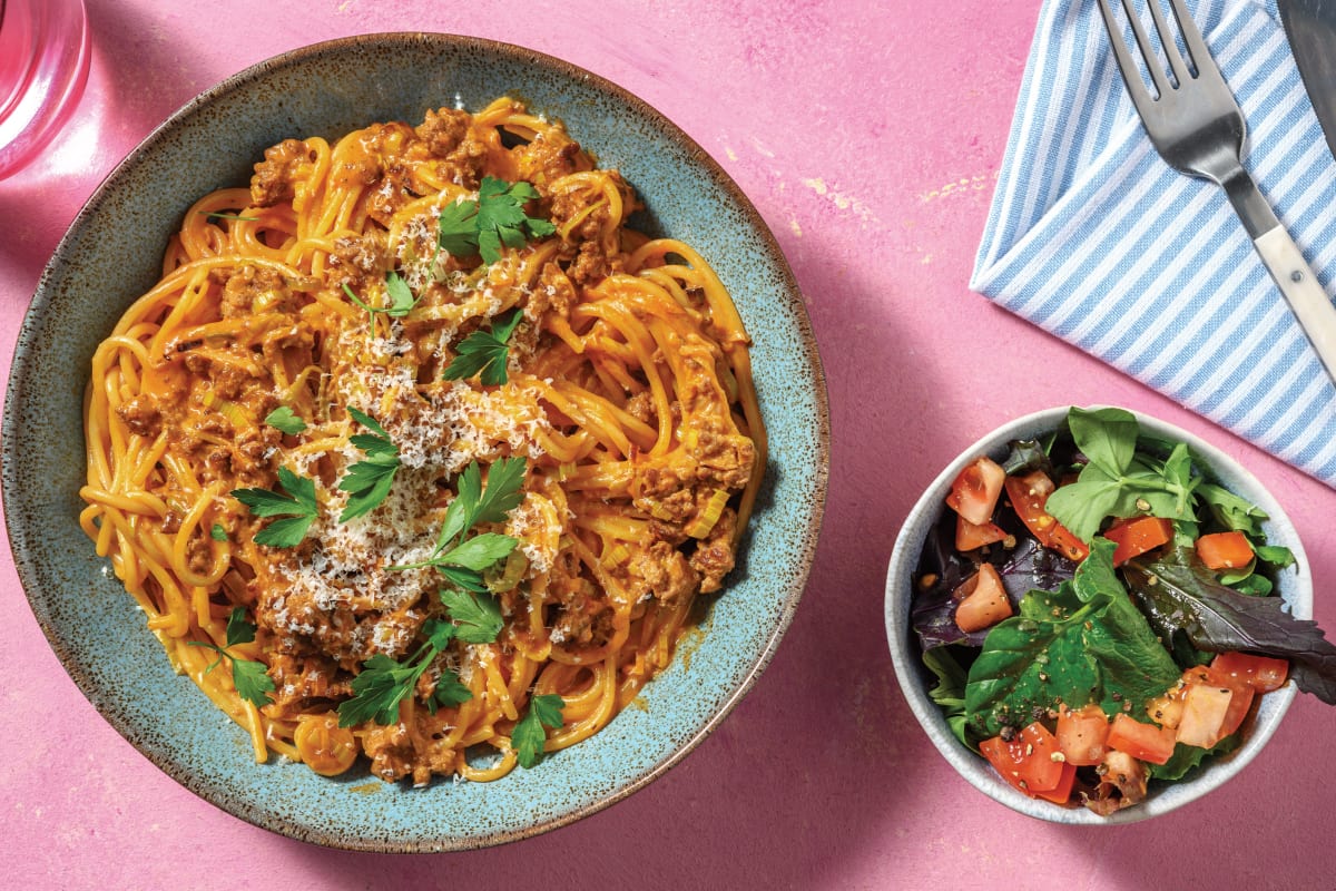 Quick Creamy Beef & Leek Spaghetti