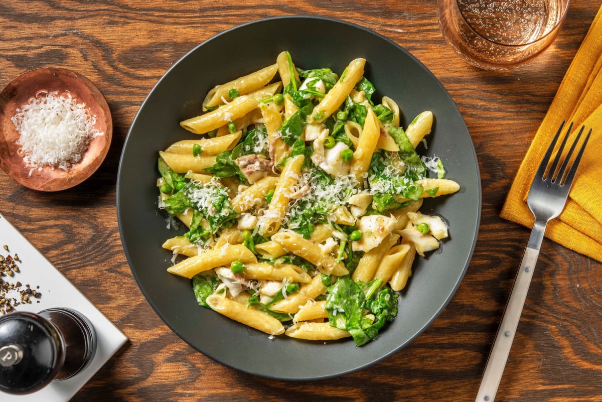 Creamy Garlic Fish Pasta