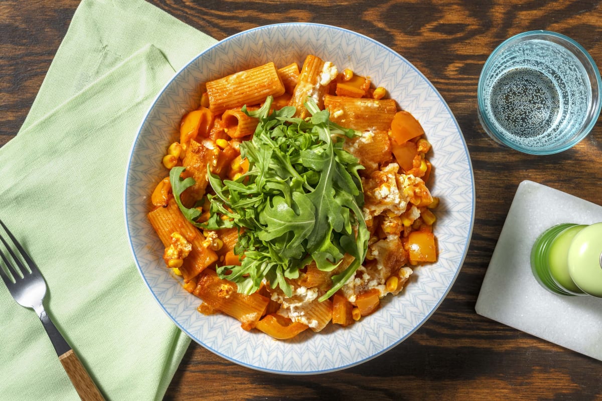 Creamy Harissa and Double Cheese Pasta Bake