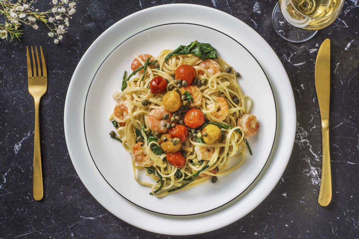 Creamy Lemony Prawn Linguine