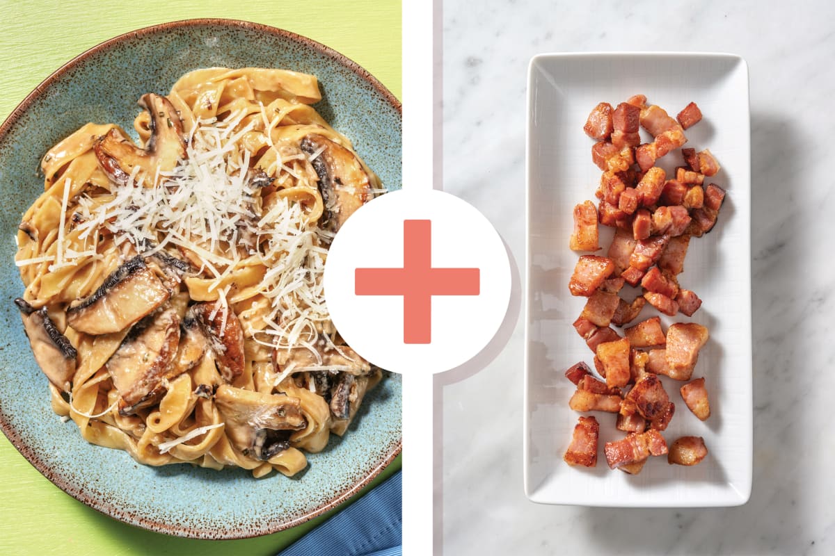 Creamy Mushroom, Bacon & Rosemary Spaghetti