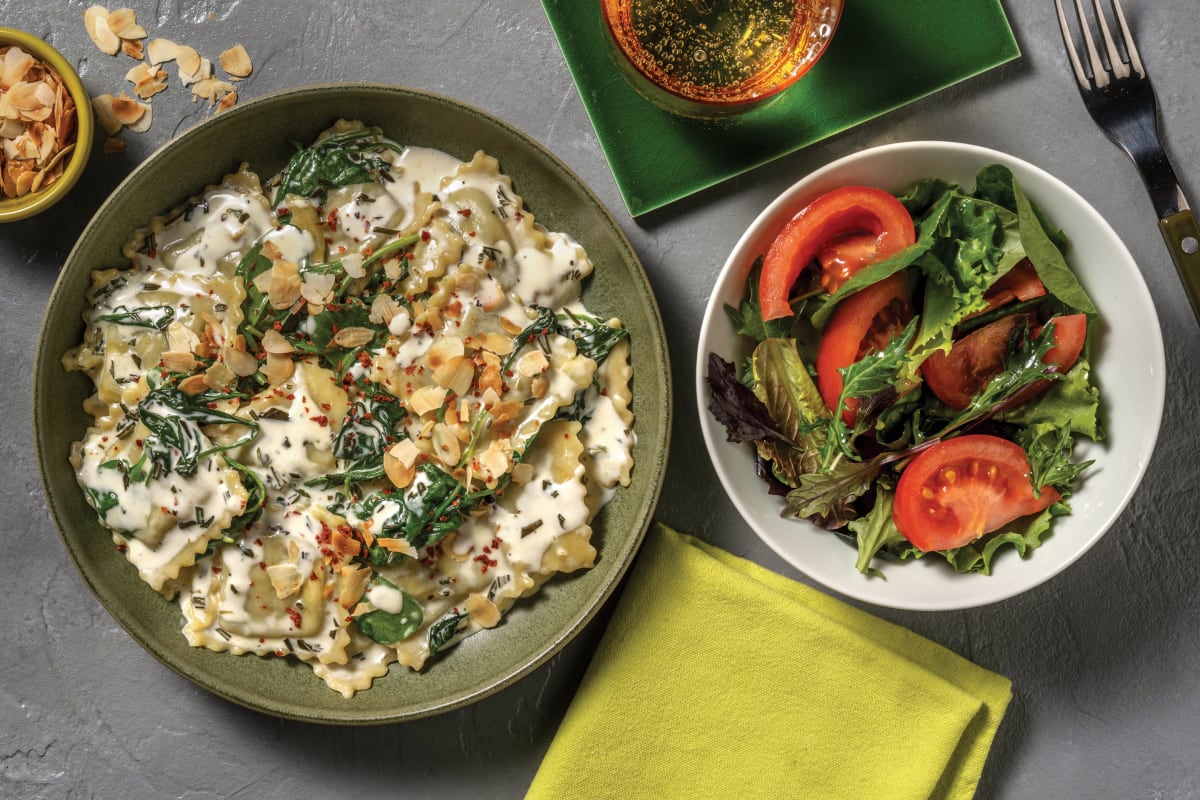 Easy Plant-Based Ravioli & Creamy Sauce