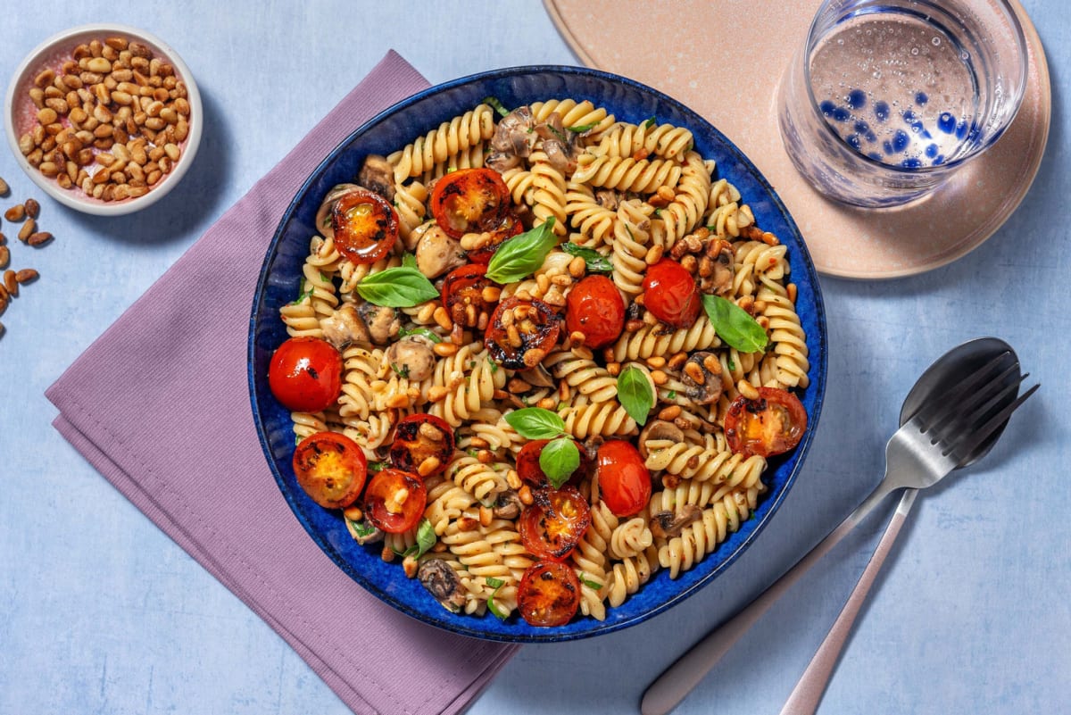 Cremige Fusilli in Pilz-Spinat Soße