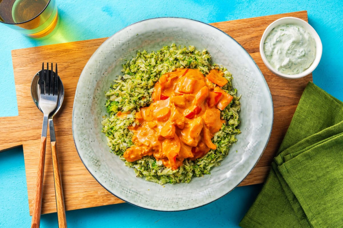 Cremiges Curry-Gemüse auf Minz-Brokkoli-Reis