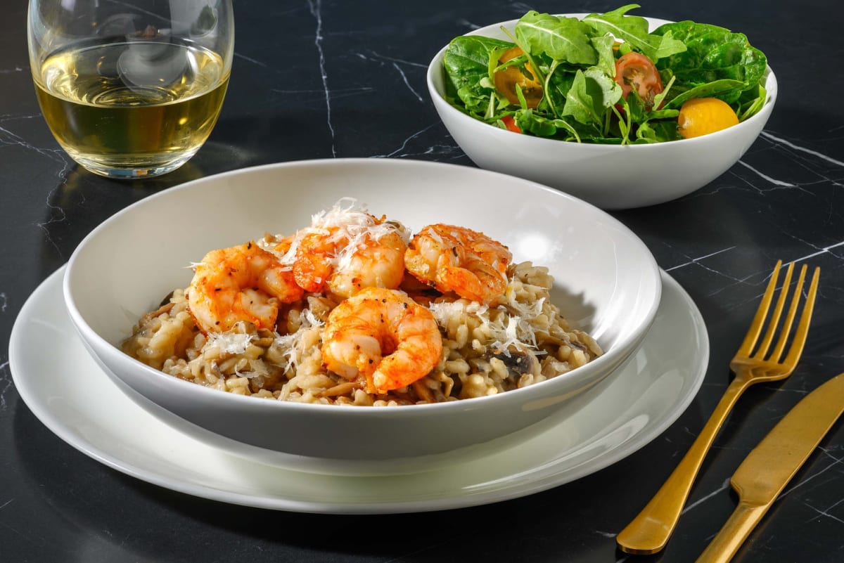 Lemony Jumbo Shrimp and Mushroom Risotto