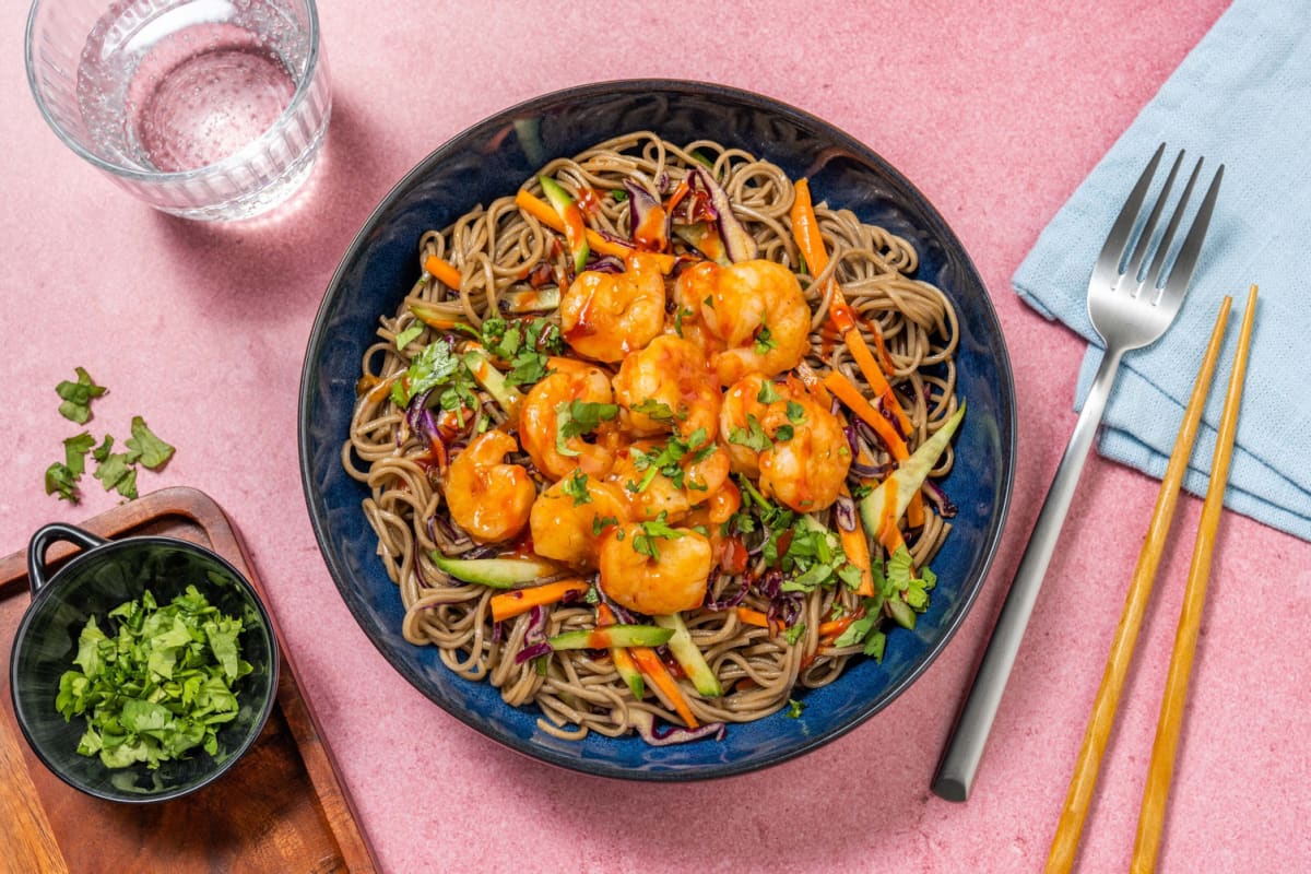 Grilled Sweet Chili Shrimp and Chilled Soba Noodles