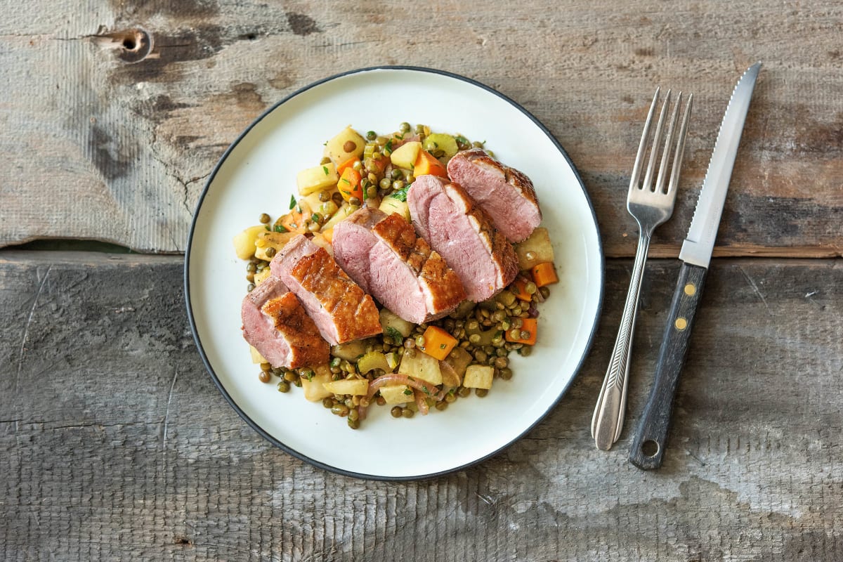 Duck Breast with Kohlrabi and Lentils
