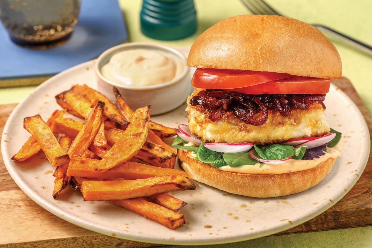 Crumbed Halloumi Burger