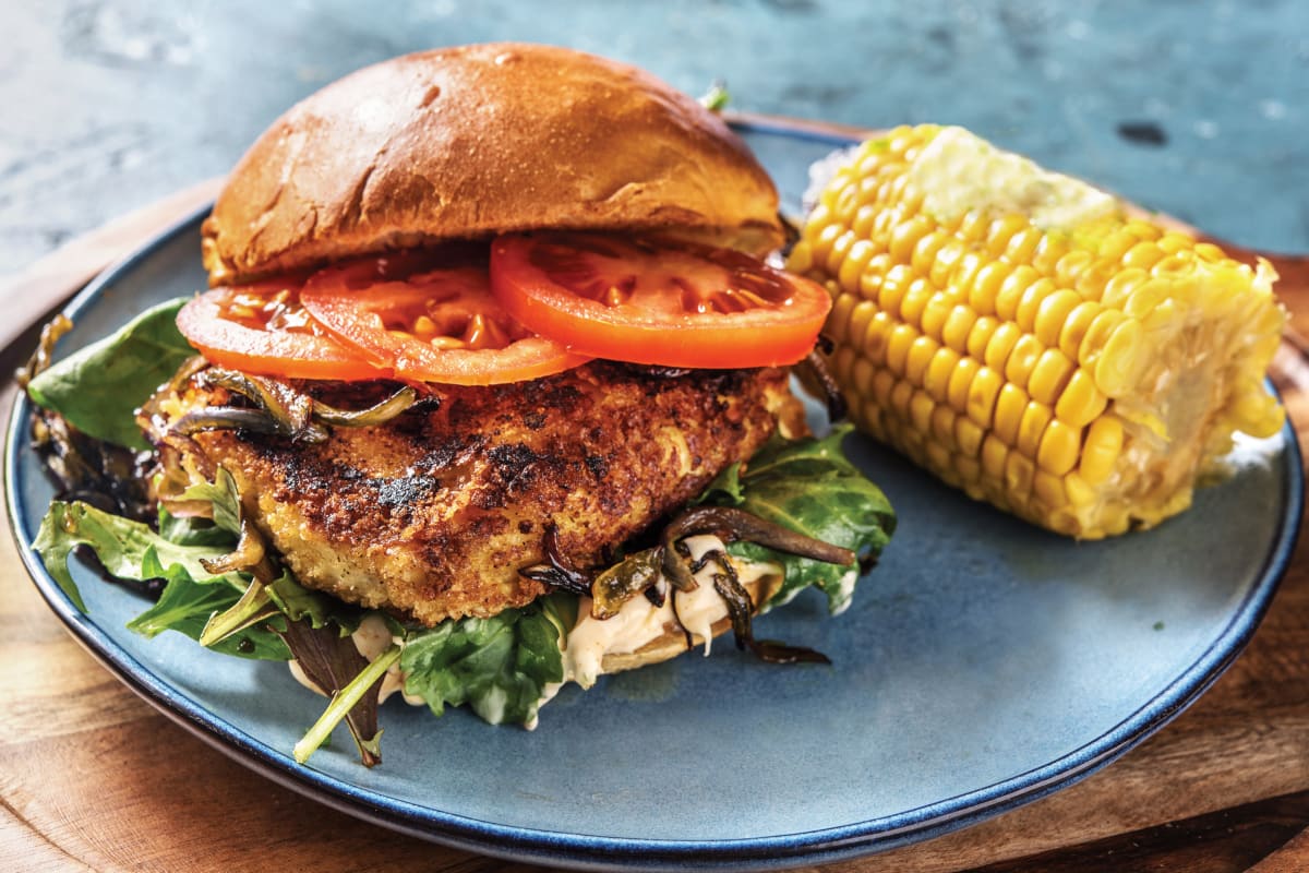 Crumbed Haloumi Burger & Smokey Aioli