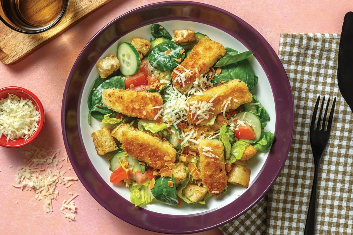 Crumbed Haloumi Caesar-Style Salad