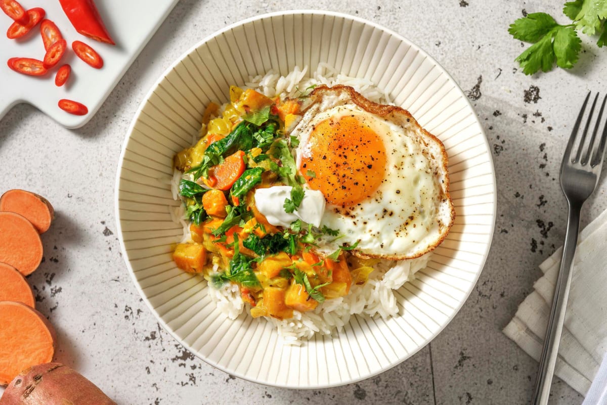 Zoete-aardappelcurry met rijst