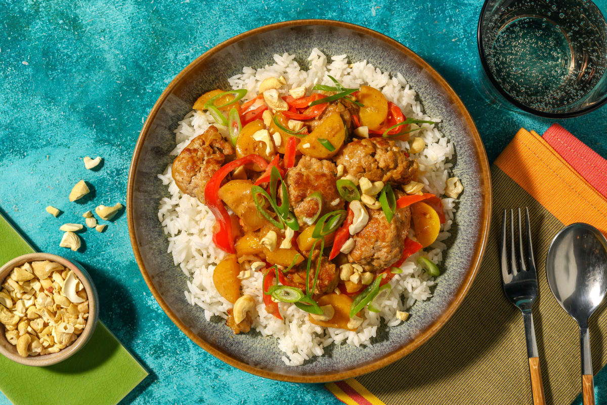 Milde curry met kipgehaktballetjes