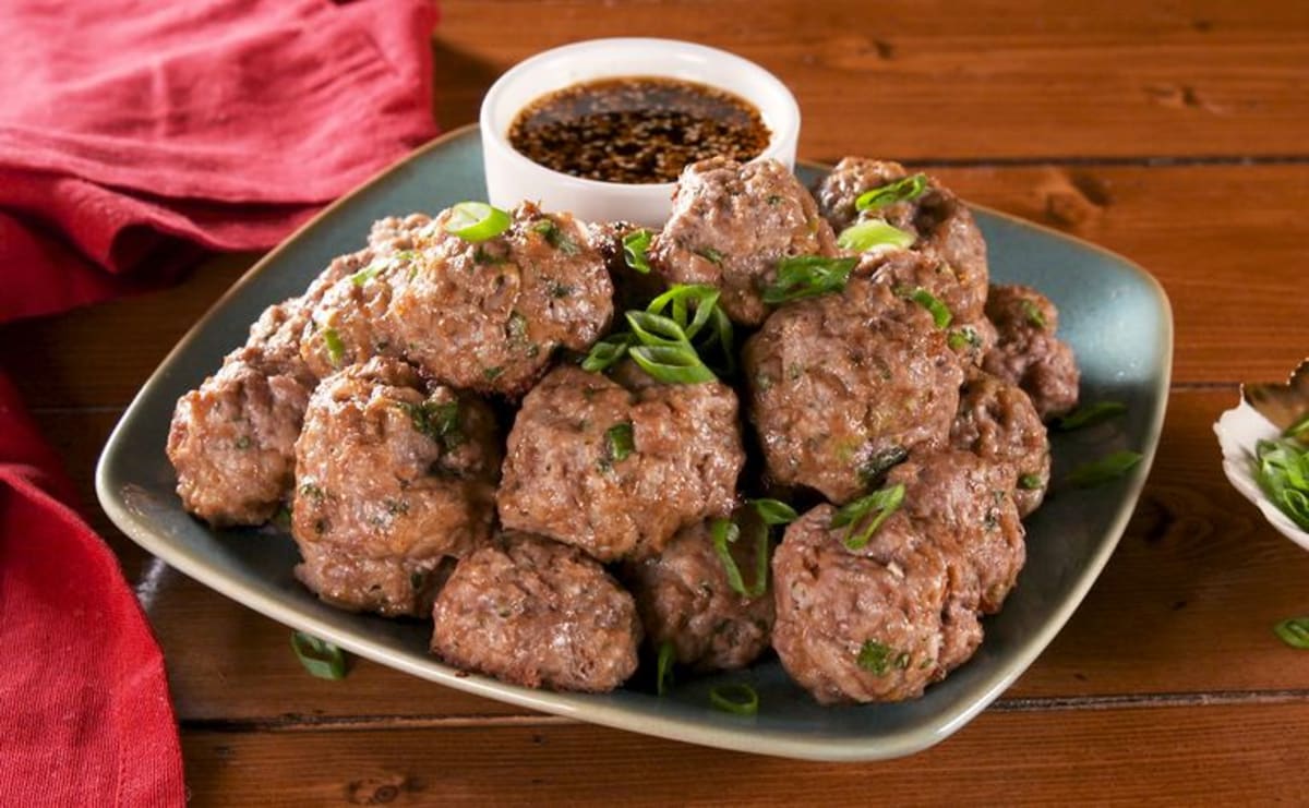 Asian Dumpling Style Pork Meatballs with Jasmin Rice